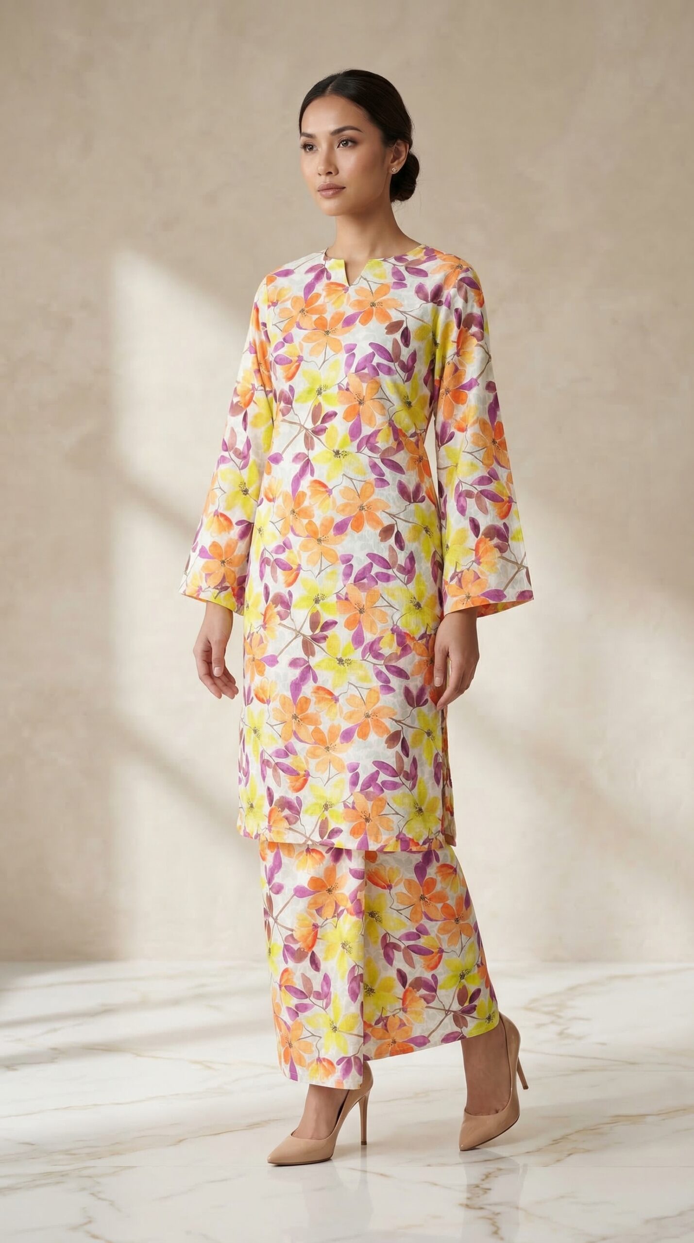 Multi-Color Floral Printed Co-Ord Set for Women – Vibrant Summer Kurta & Trouser Set - Image 2