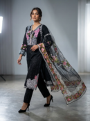 Black Embroidered 3 Piece Suit