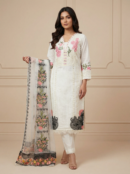 White Embroidered 3 Piece Suit